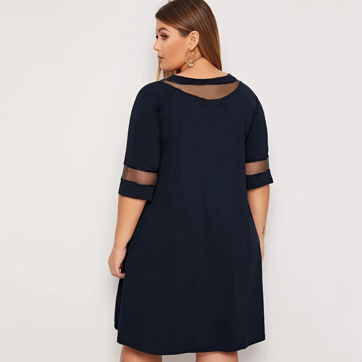 Versatile Mesh Panel Mini Dress