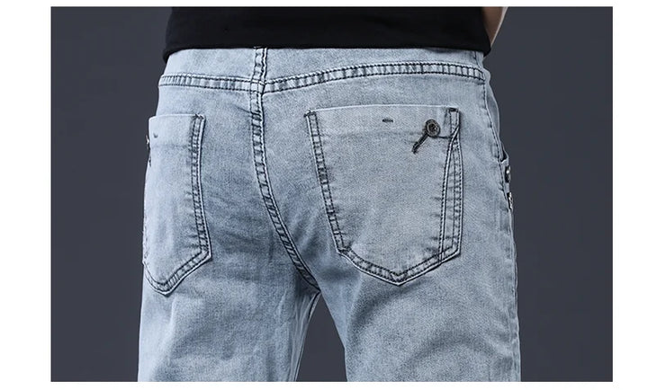 Mid Waist Button Design Jeans Pants