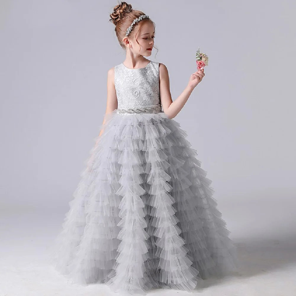 Slick Tiered Tulle Flower Party Dress