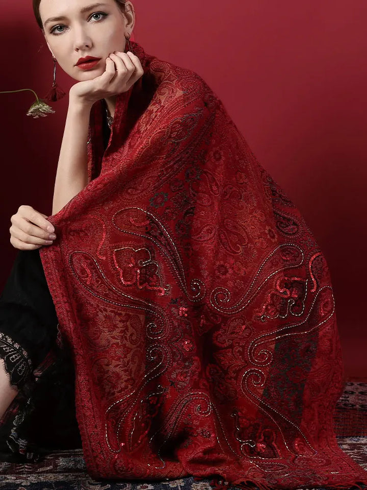 High-end Beading Wool Shawl