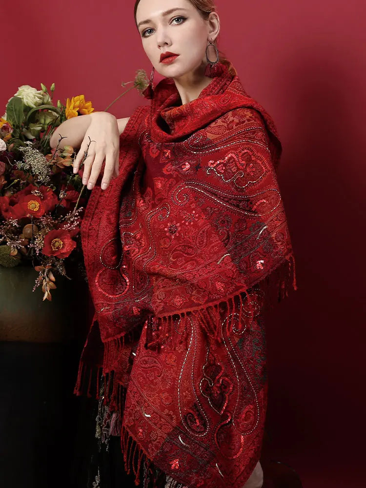 High-end Beading Wool Shawl
