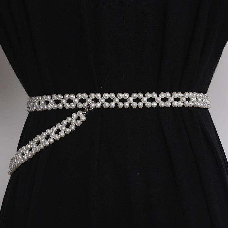Stunning Pearl Knitted Waist Belt