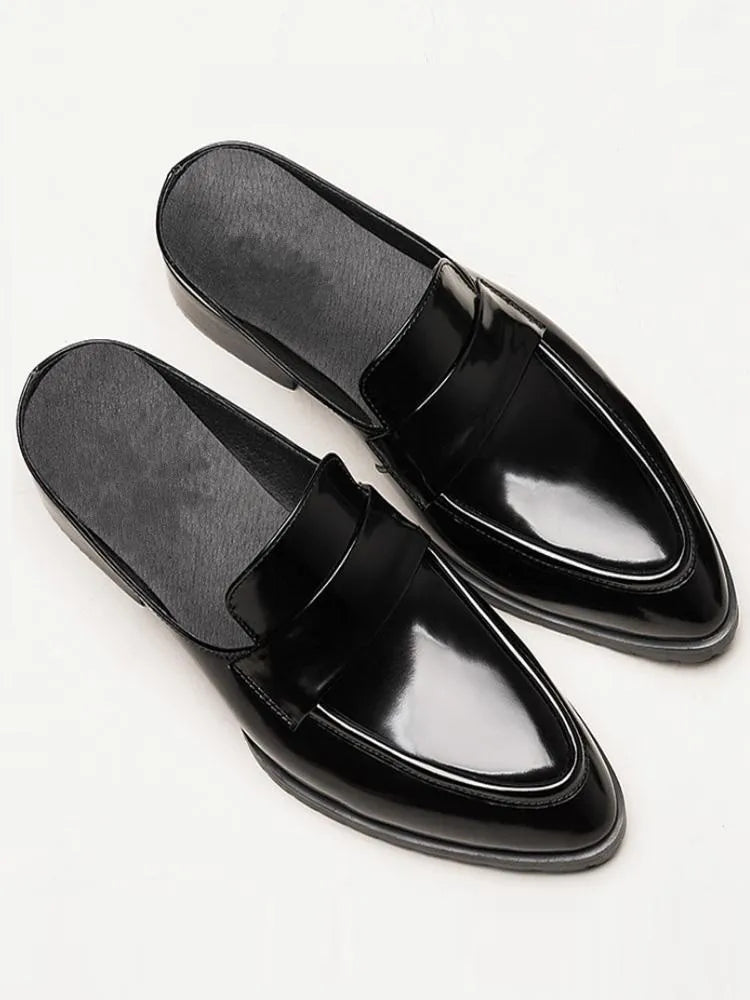 Genuine Leather Pointed Toe Men's Mules