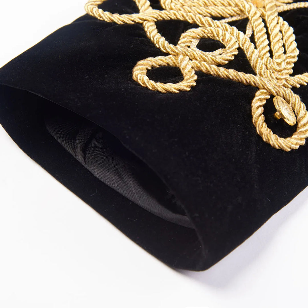 Black Gold Embroidery Velvet Blazer
