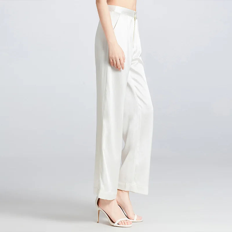 Fashionable Straight Waist Silk Pants