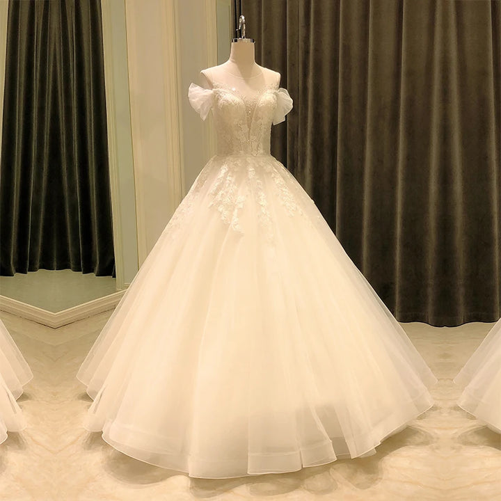 Elegant Lace Crystal Bridal Dress