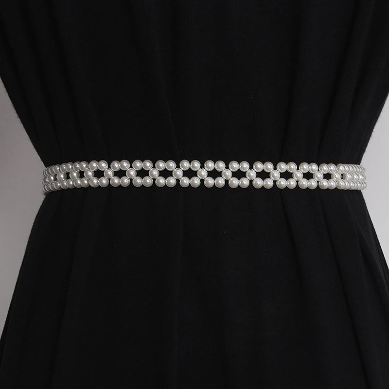 Stunning Pearl Knitted Waist Belt