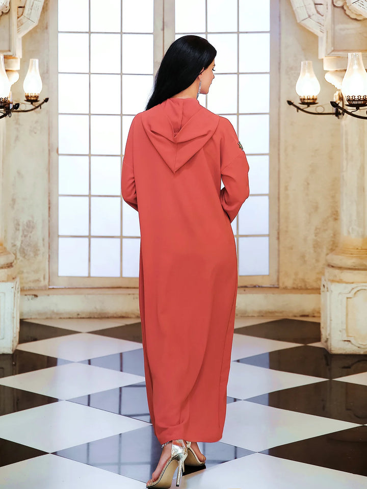 Split Hem Hooded Abaya Dress