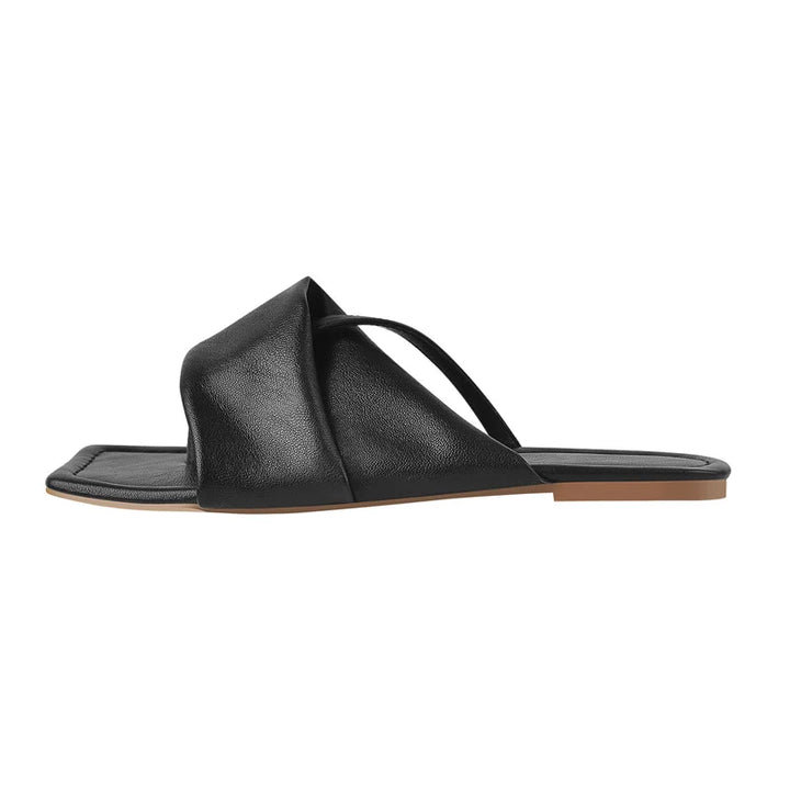 Black Matte Flat Sandals