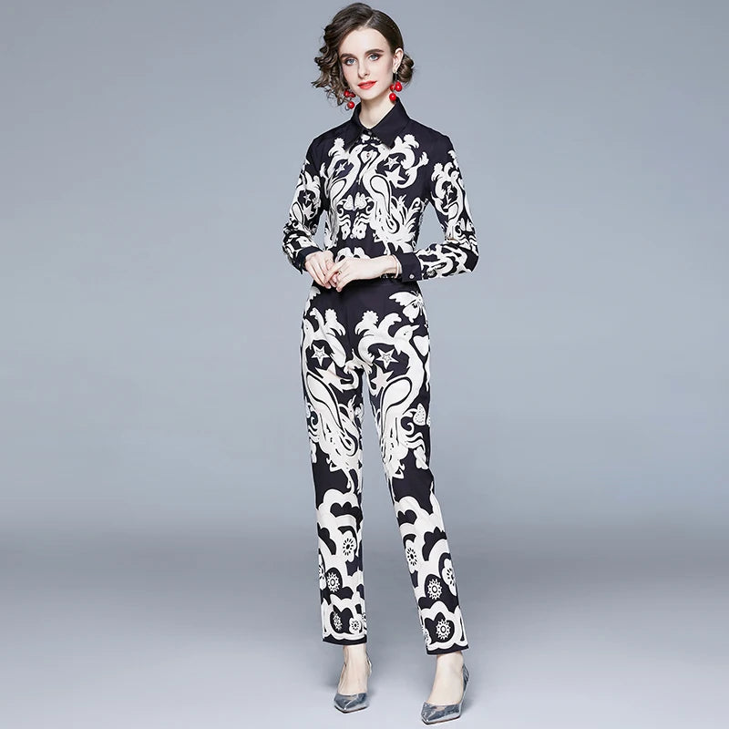 Temperament Long Sleeve Pants Suit