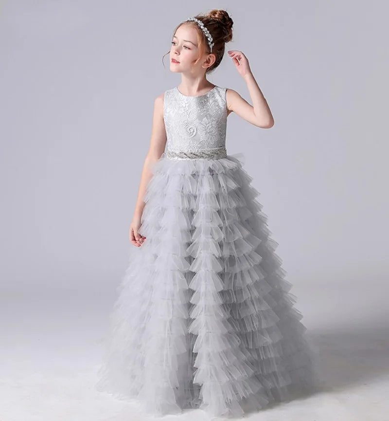Slick Tiered Tulle Flower Party Dress