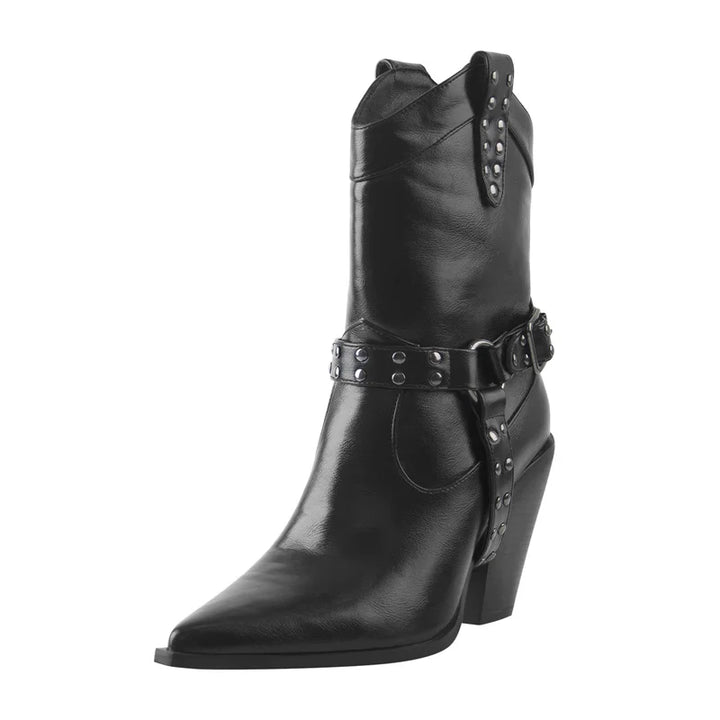 Zipper Belt Buckle Ankle Boots