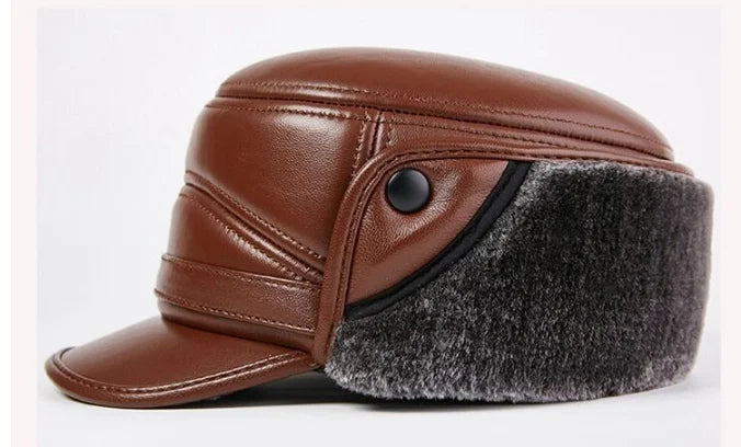 Stylish Warm Leather Baseball Cap