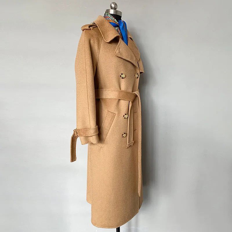Long Belted Women's Wool Coat