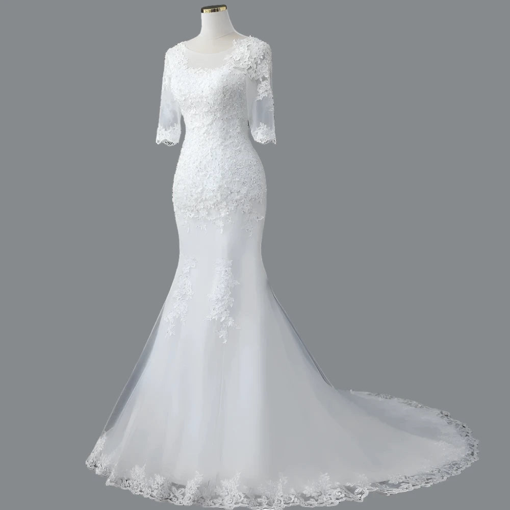 Half Sleeve Mermaid Wedding Gown