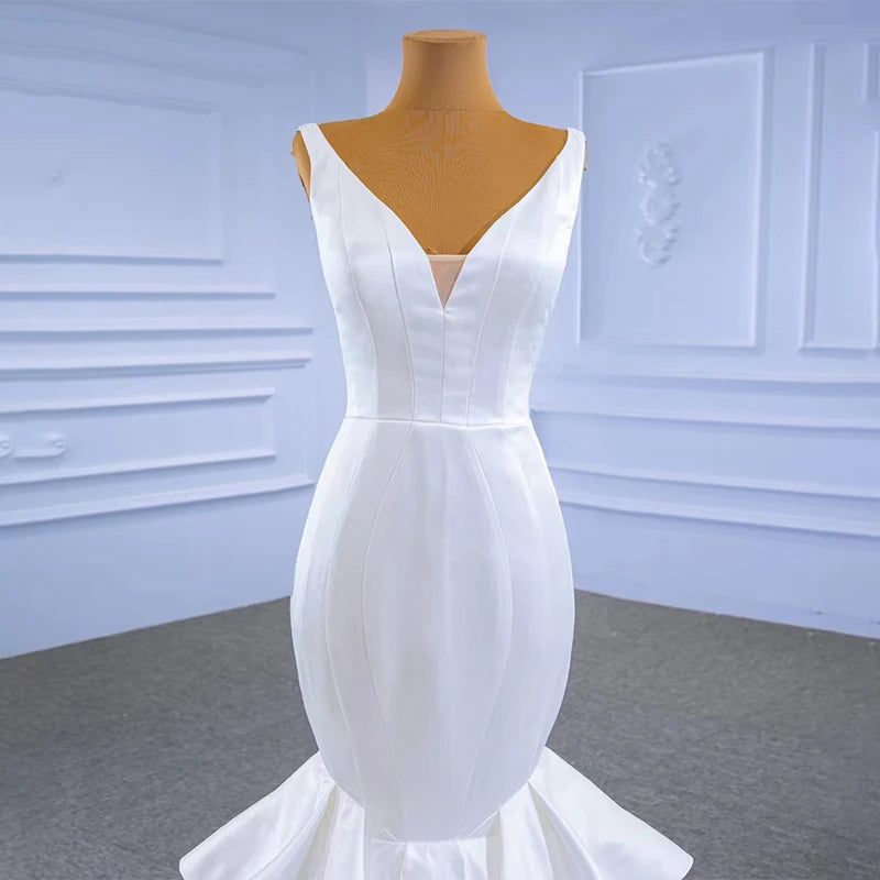 Fancy Satin Ruffled Cascading Bridal Gown