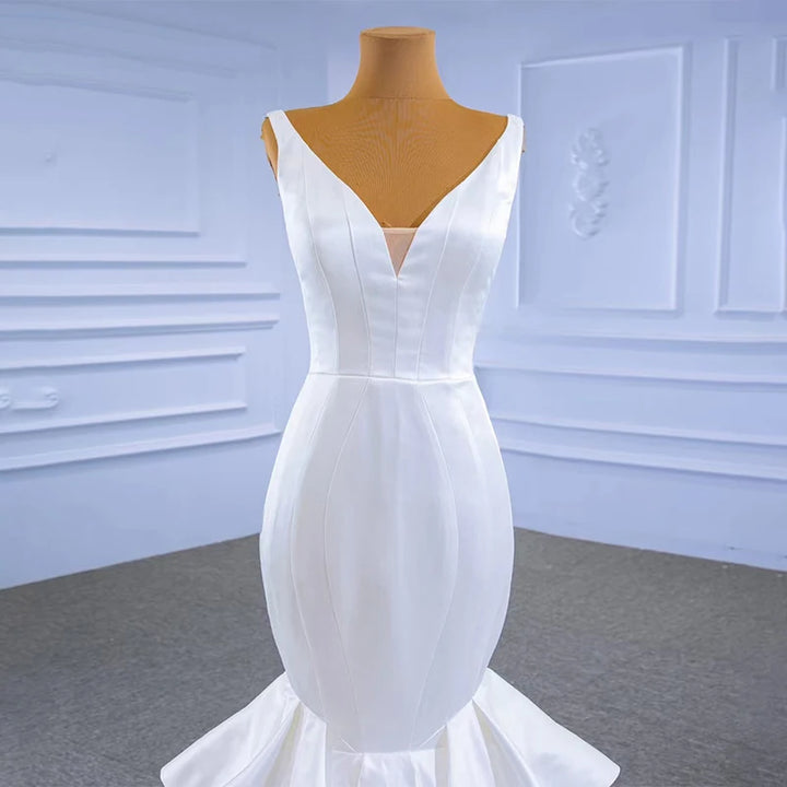 Fancy Satin Ruffled Cascading Bridal Gown