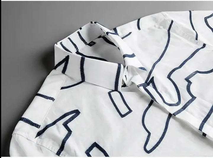 Irregular Embroidery Men's Slim Fit Shirts