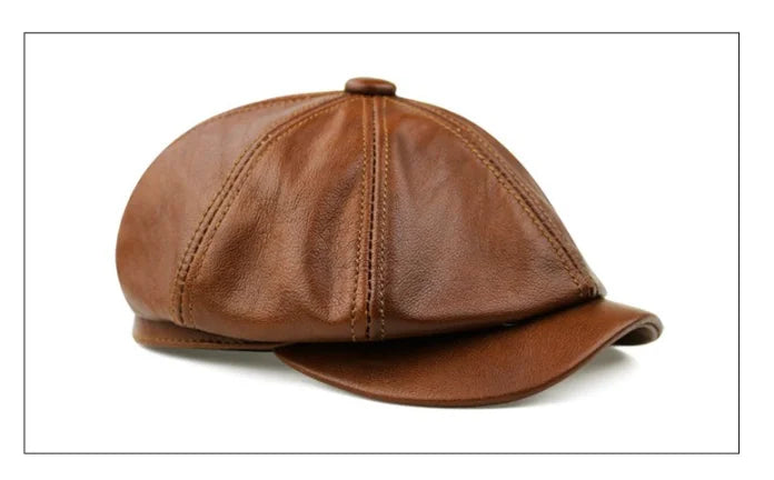 Retro Genuine Leather Beret Hat
