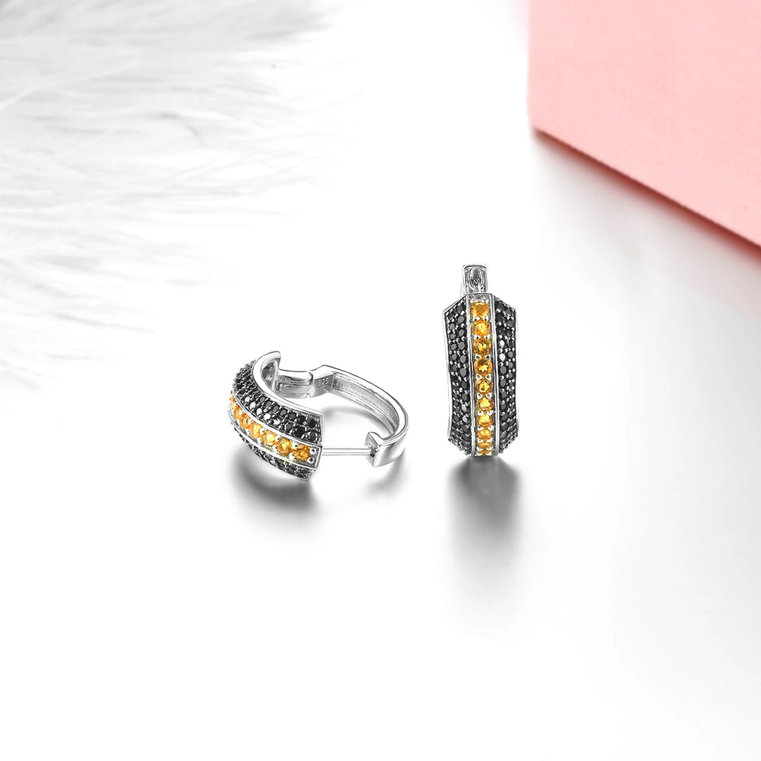 Black Spinel Natural Citrine Earrings