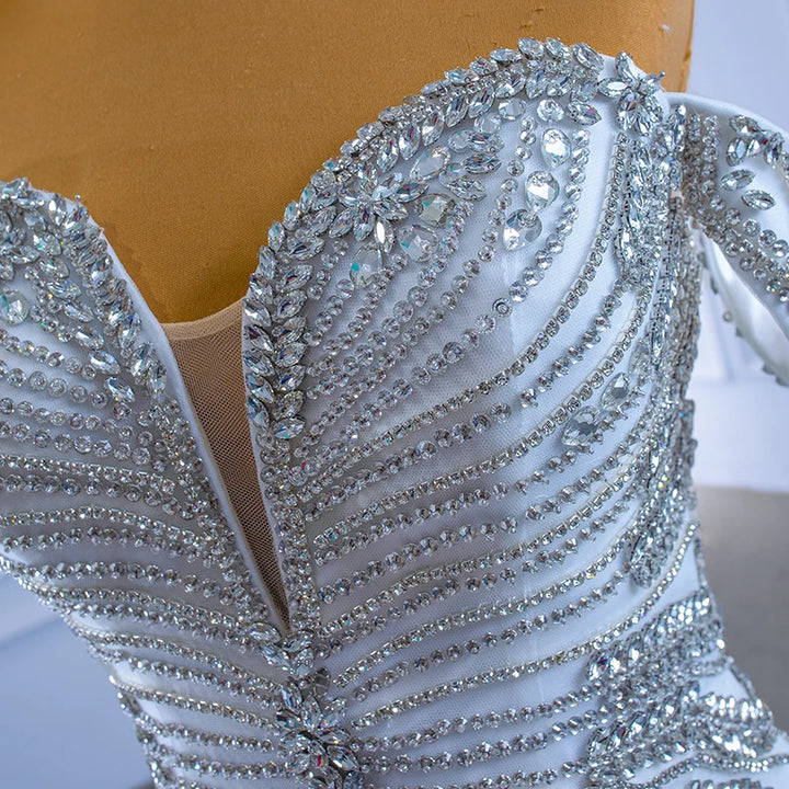 Luxury Heavy Beaded Ruffled Bridal Dress