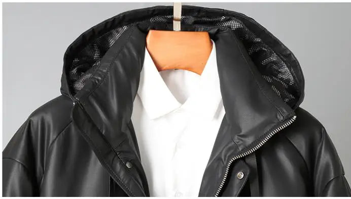 Elegant White Duck Down Real Leather Hooded Jacket