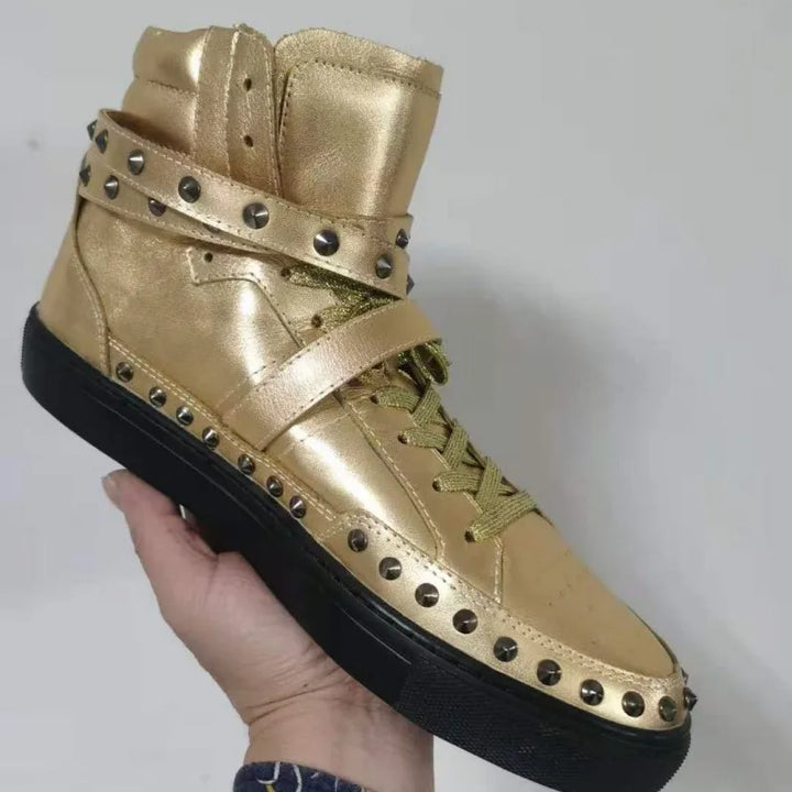 High-Top Buckle Strap Rivets Shoes