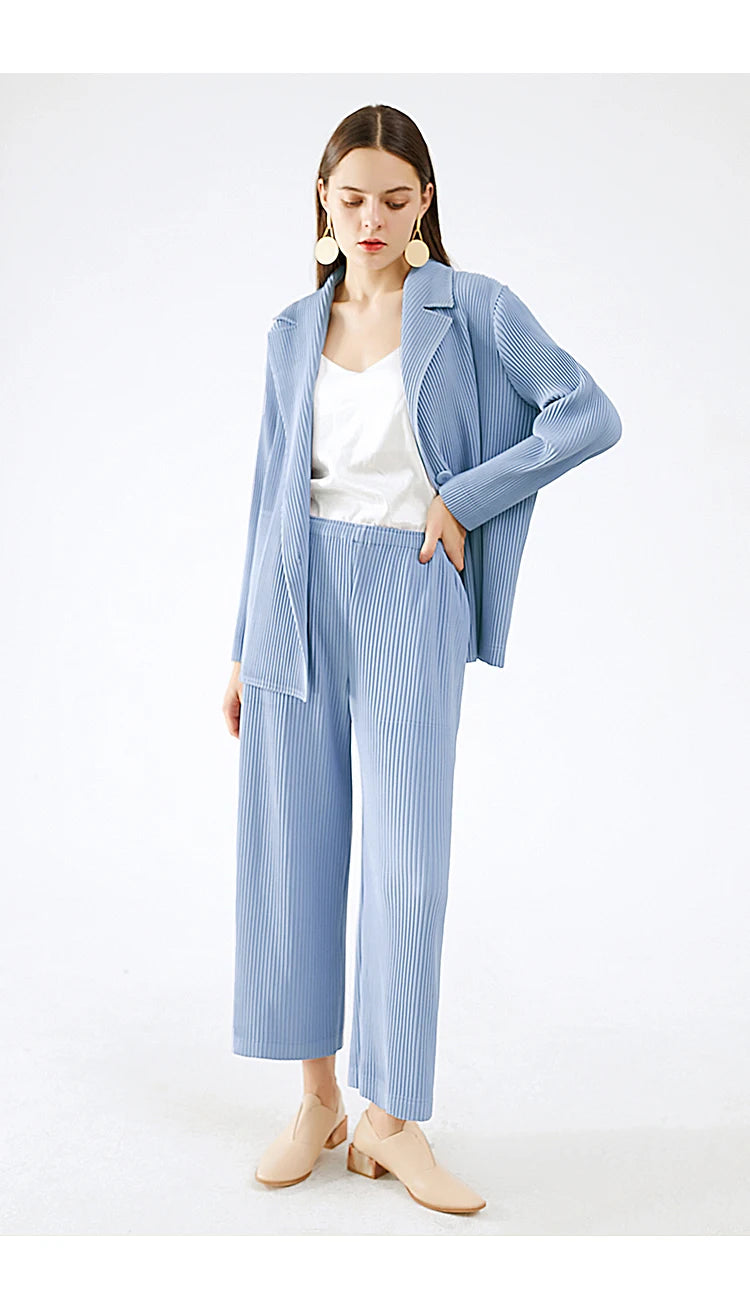 Elegant Pleated Women's Pants Suit