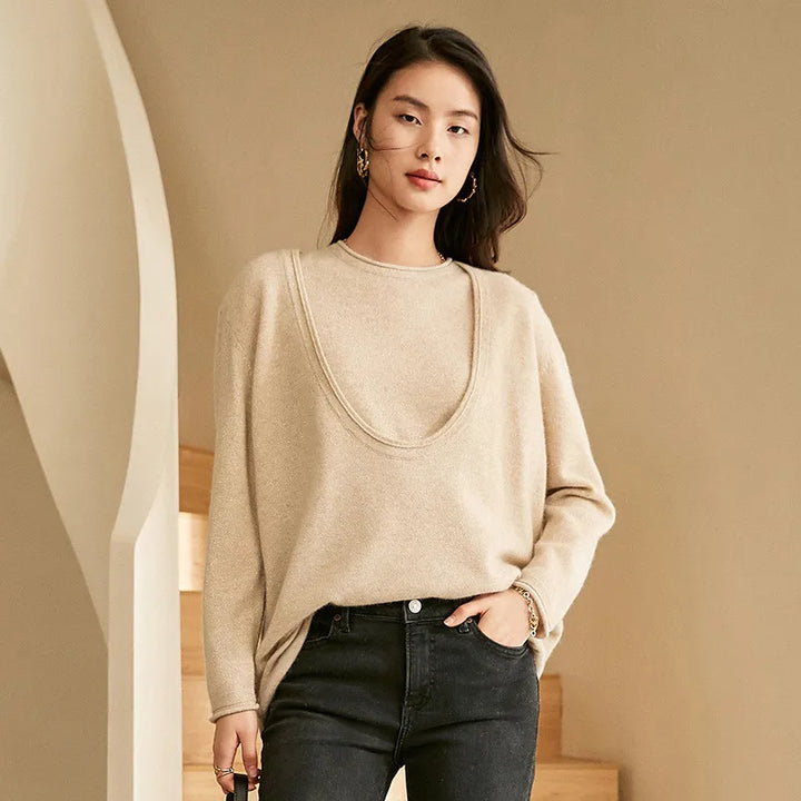 Spoon Collar Loose Fit Cashmere Sweater