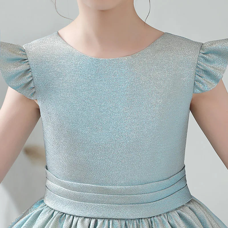 Glittery Sleek Satin Girl's Party Ball Gown