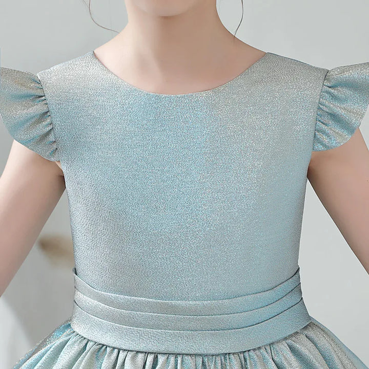 Glittery Sleek Satin Girl's Party Ball Gown