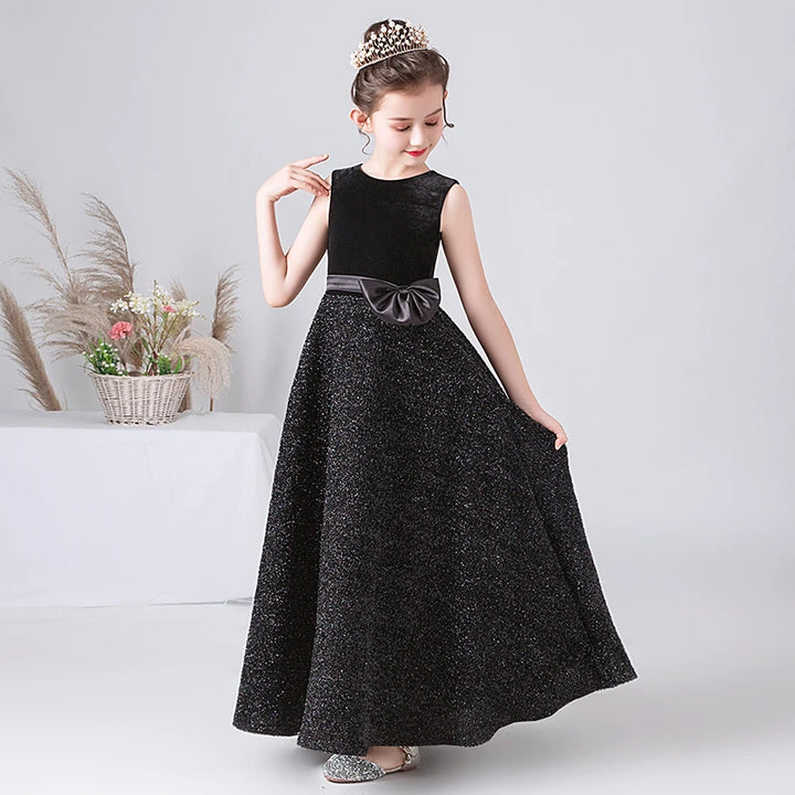 Lovely Velvet Bling Girl's Formal Gown