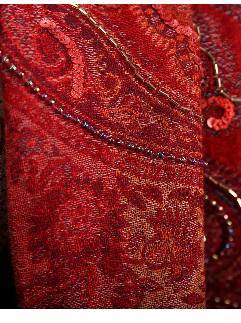 High-end Beading Wool Shawl