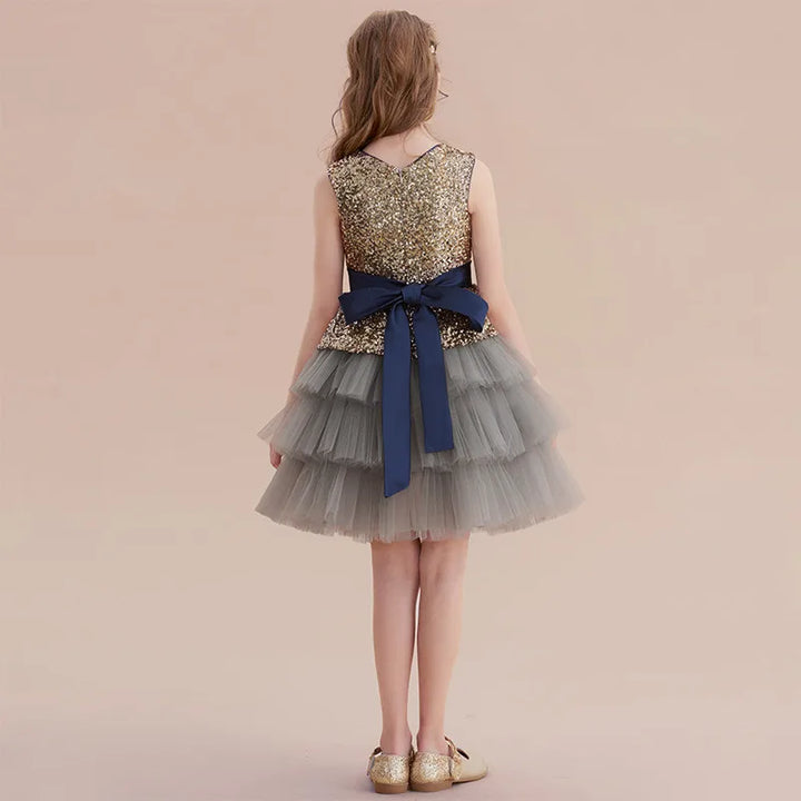 Robe de demoiselle d'honneur courte en tulle à paillettes personnalisée Dideyttawl, robe de soirée de concert formelle junior, robe de spectacle à volants tutu