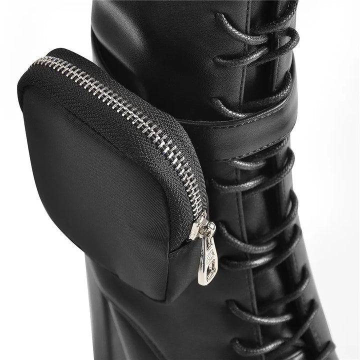 Trendy Lace-Up Knee High Boots