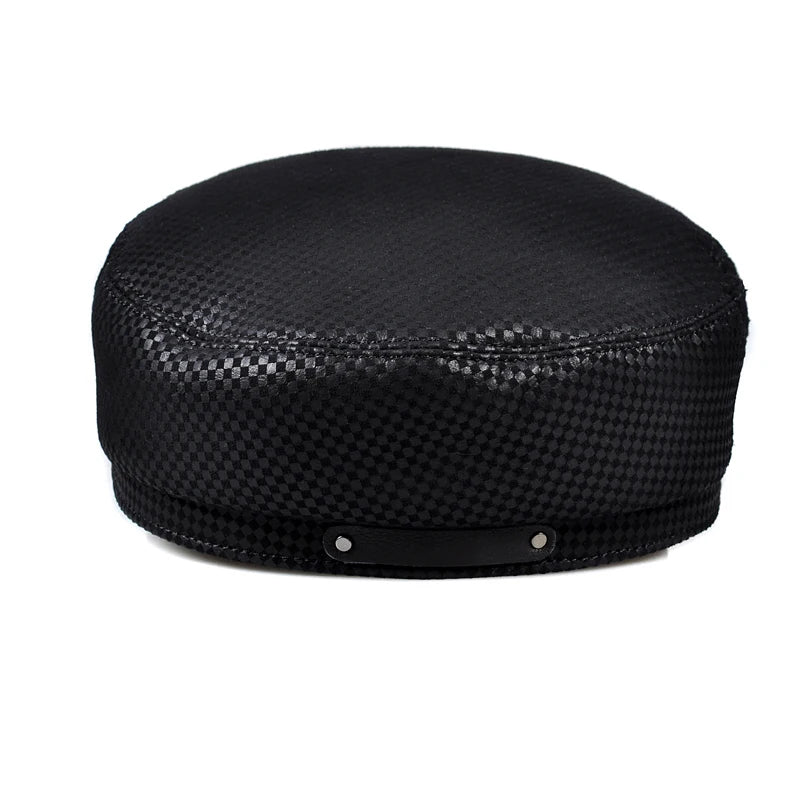 Stylish Plaid Shield Fitted Navy Cap