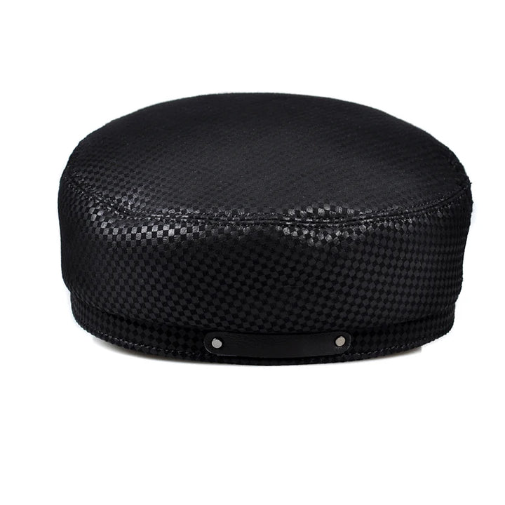 Stylish Plaid Shield Fitted Navy Cap