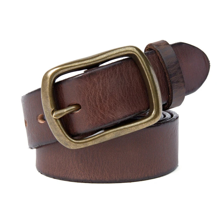 Vintage Copper Buckle Handmade Soft Leather Belt