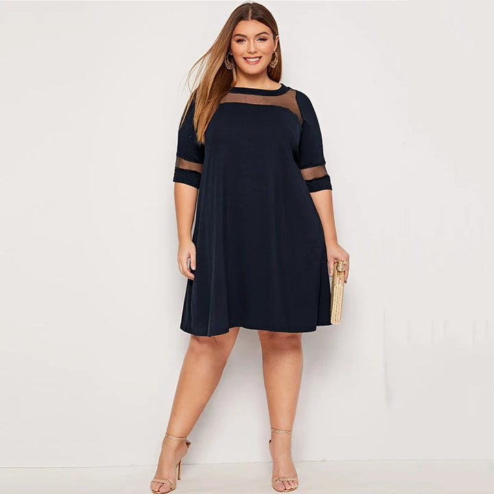Versatile Mesh Panel Mini Dress