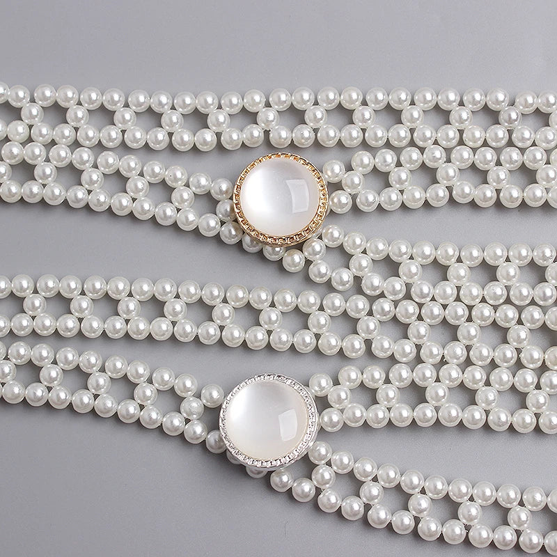 Stunning Pearl Knitted Waist Belt