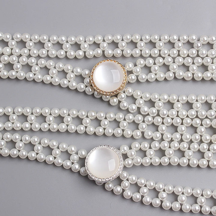 Stunning Pearl Knitted Waist Belt