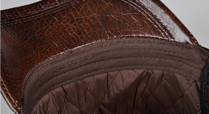 Genuine Leather Snapback Golf Cap