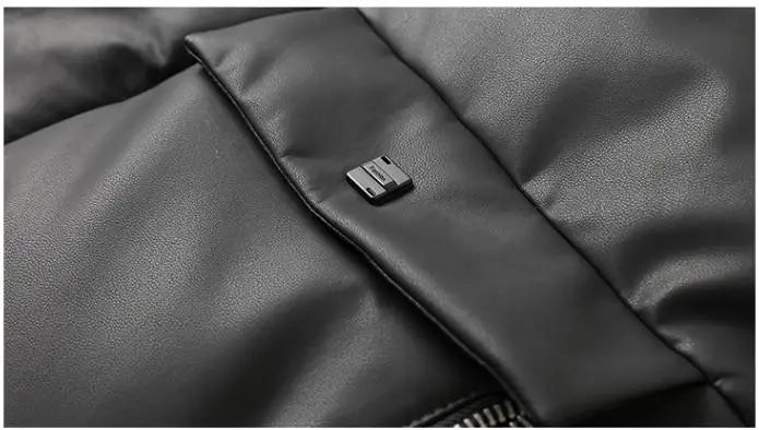 Elegant White Duck Down Real Leather Hooded Jacket