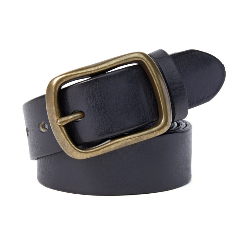 Vintage Copper Buckle Handmade Soft Leather Belt