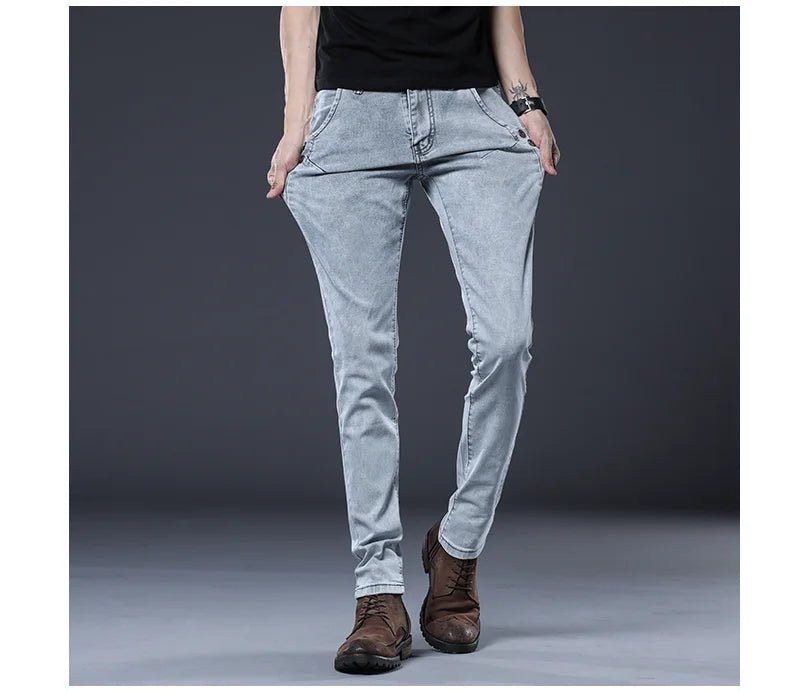 Mid Waist Button Design Jeans Pants