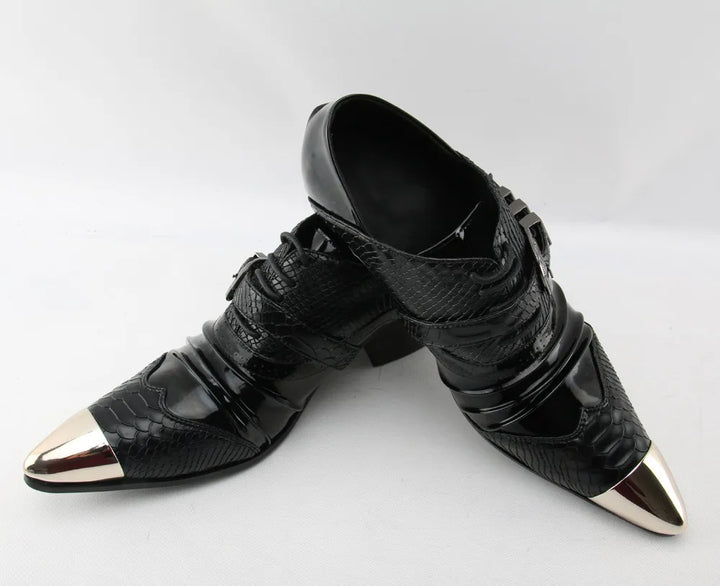 Metal Pointed Toe High Heels Men's Oxford Shoes