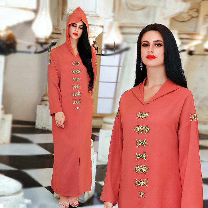 Split Hem Hooded Abaya Dress