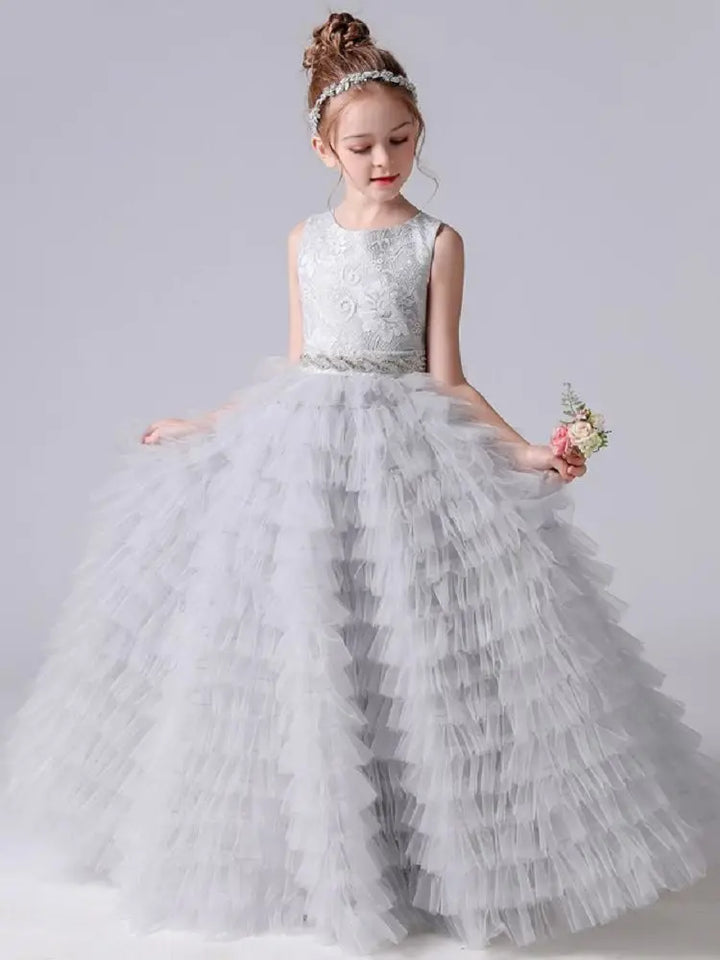 Slick Tiered Tulle Flower Party Dress