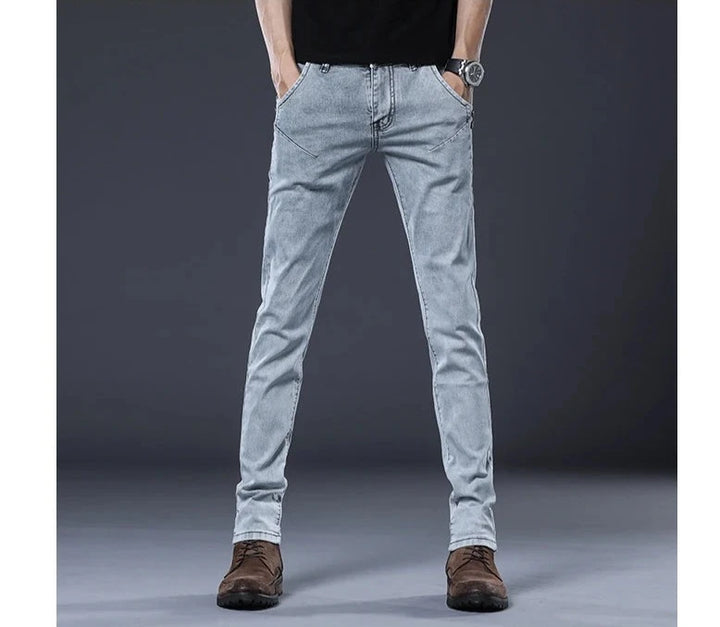 Mid Waist Button Design Jeans Pants