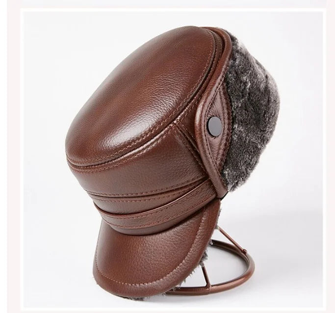 Stylish Warm Leather Baseball Cap